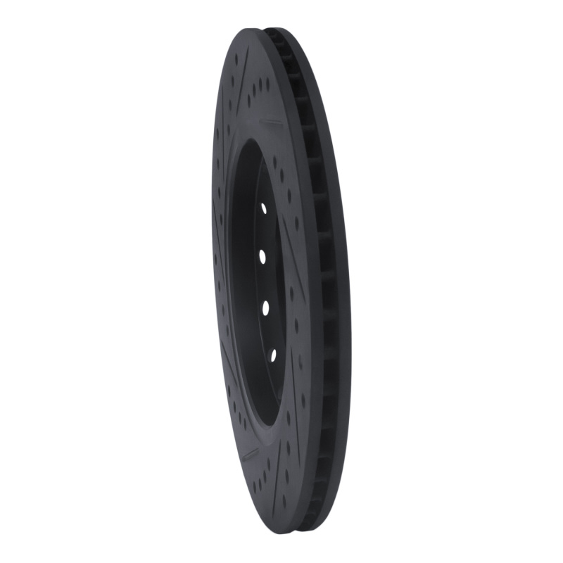 Audi A8 Brake Rotor (1) - Rear Right - R1 Concepts - Drilled & Slotted - Black - `04-`10